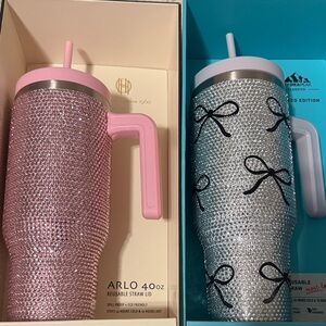 NWT 40oz Pink and Silver Bling Rhinestone Stanley/Tumbler Set